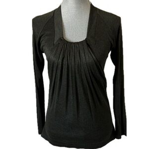 Bill Blass New York khaki green melange drape front Incredible detail Size 2